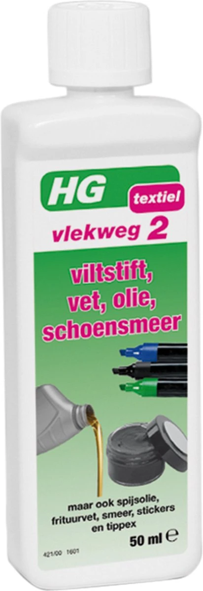 HG vlekweg 2 - 50ml - voor o.a. vlekken van viltstift, vet, olie & schoensmeer HG Vlekweg 2 - 50ml - Voor O.a. Vlekken Van Viltstift, Vet, Olie & Schoensmeer -bol winkel 412x1200 3