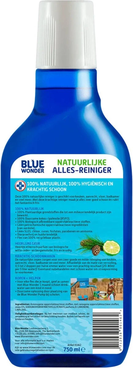 Blue Wonder 100% Natuurlijke Allesreiniger Witte Ceder Grootverpakking - 6x 750 ml fles met dop (4,5 liter) Blue Wonder 100% Natuurlijke Allesreiniger Witte Ceder Grootverpakking - 6x 750 Ml Fles Met Dop (4,5 Liter) -bol winkel