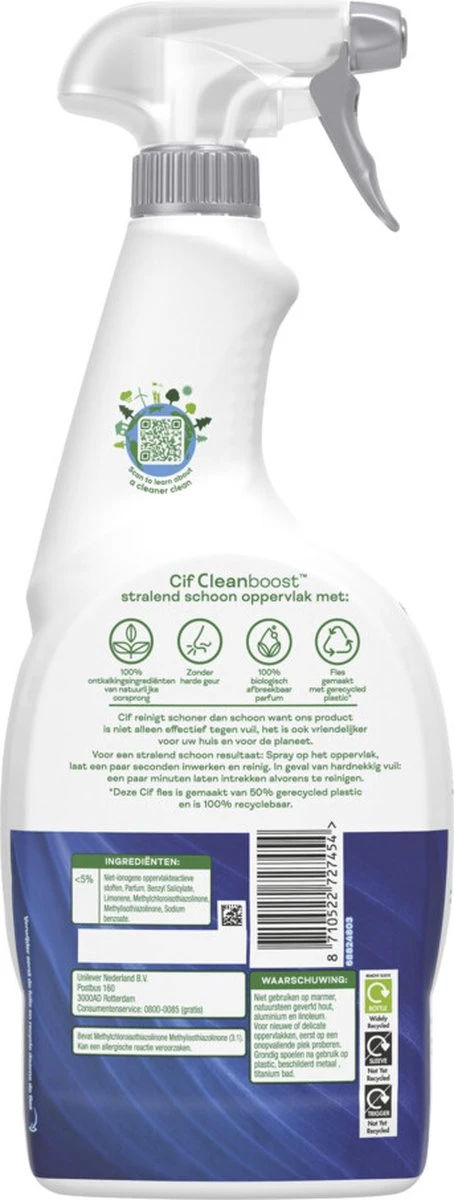 Cif CleanBoost Power & Shine Badkamer Spray - 6 x 750 ml - Voordeelverpakking Cif CleanBoost Power & Shine Badkamer Spray - 6 X 750 Ml - Voordeelverpakking -bol winkel 454x1200 2