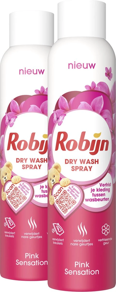Robijn Pink Sensation Dry Wash Spray - 2 x 200 ml - Voordeelverpakking Robijn Pink Sensation Dry Wash Spray - 2 X 200 Ml - Voordeelverpakking -bol winkel