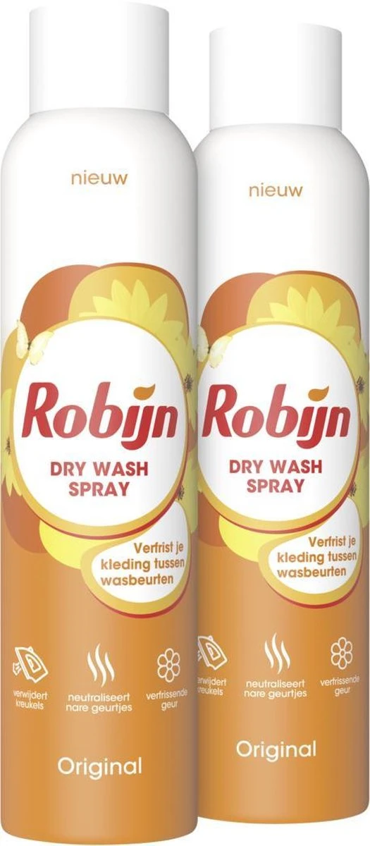 Robijn Original Dry Wash Spray - 2 x 200 ml - Voordeelverpakking Robijn Original Dry Wash Spray - 2 X 200 Ml - Voordeelverpakking -bol winkel