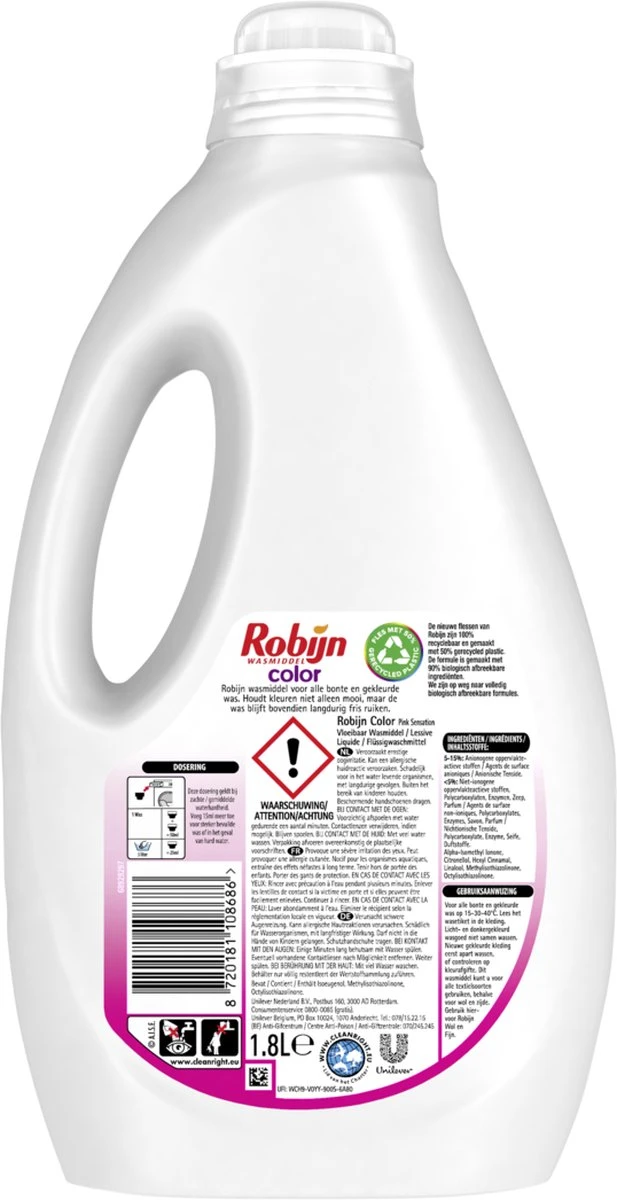 Robijn Color Pink Sensation Vloeibaar Wasmiddel - 5 x 36 wasbeurten - Voordeelverpakking Robijn Color Pink Sensation Vloeibaar Wasmiddel - 5 X 36 Wasbeurten - Voordeelverpakking -bol winkel
