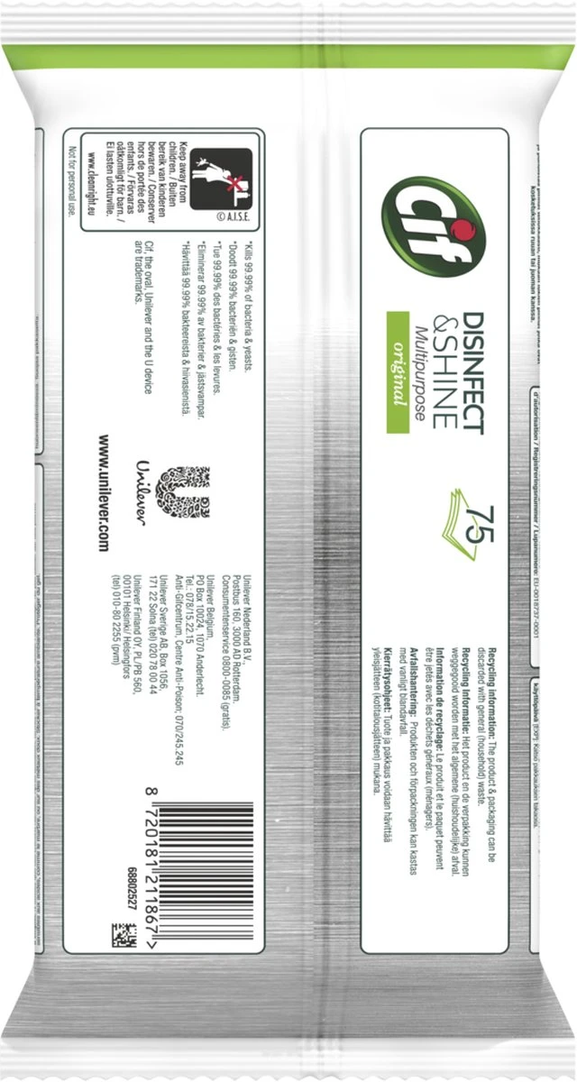 Cif Disinfect & Shine Wipes doden 99,99% van de bacteriën Original desinfecterende schoonmaakdoekjes, van 100% biologisch afbreekbaar textiel 5 x 75 doekjes Cif Disinfect & Shine Wipes Doden 99,99% Van De Bacteriën Original Desinfecterende Schoonmaakdoekjes, Van 100% Biologisch Afbreekbaar Textiel 5 X 75 Doekjes -bol winkel 640x1200 1