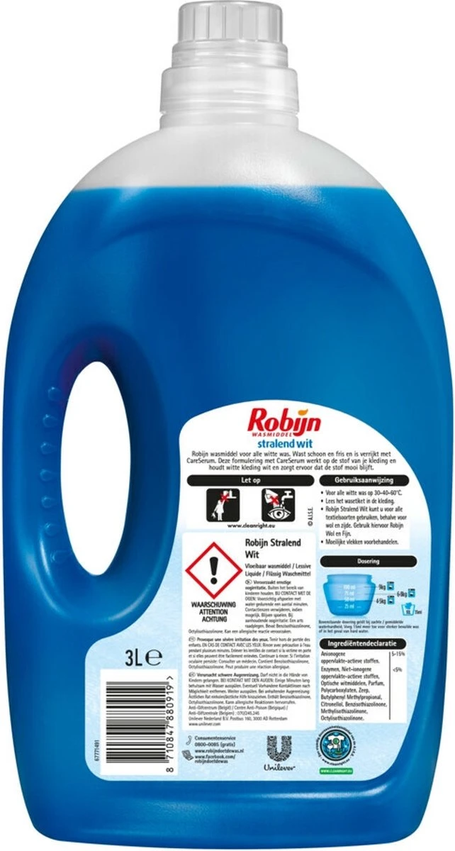 Robijn Wit Vloeibaar Wasmiddel 3L - 60 wasbeurten - Voordeelverpakking Robijn Wit Vloeibaar Wasmiddel 3L - 60 Wasbeurten - Voordeelverpakking -bol winkel 642x1200 1