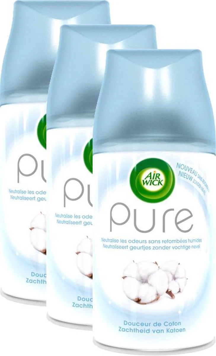 Air Wick Freshmatic Automatische Spray Luchtverfrisser - Pure Zachtheid van Katoen Navulling - 3 Stuks - Voordeelverpakking Air Wick Freshmatic Automatische Spray Luchtverfrisser - Pure Zachtheid Van Katoen Navulling - 3 Stuks - Voordeelverpakking -bol winkel