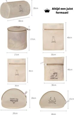 V&P Black Crown Waszakken Set Met Rits - Wasnet - Waszak - Waszakken Set Van 7 Voor Wasgoed - Waszakje Lingerie - Waszak Bh - Divers Delicaat Wasgoed - Wasnet Groot - Wasmachine Zakjes - Laundry Bag Set -bol winkel 777x1200