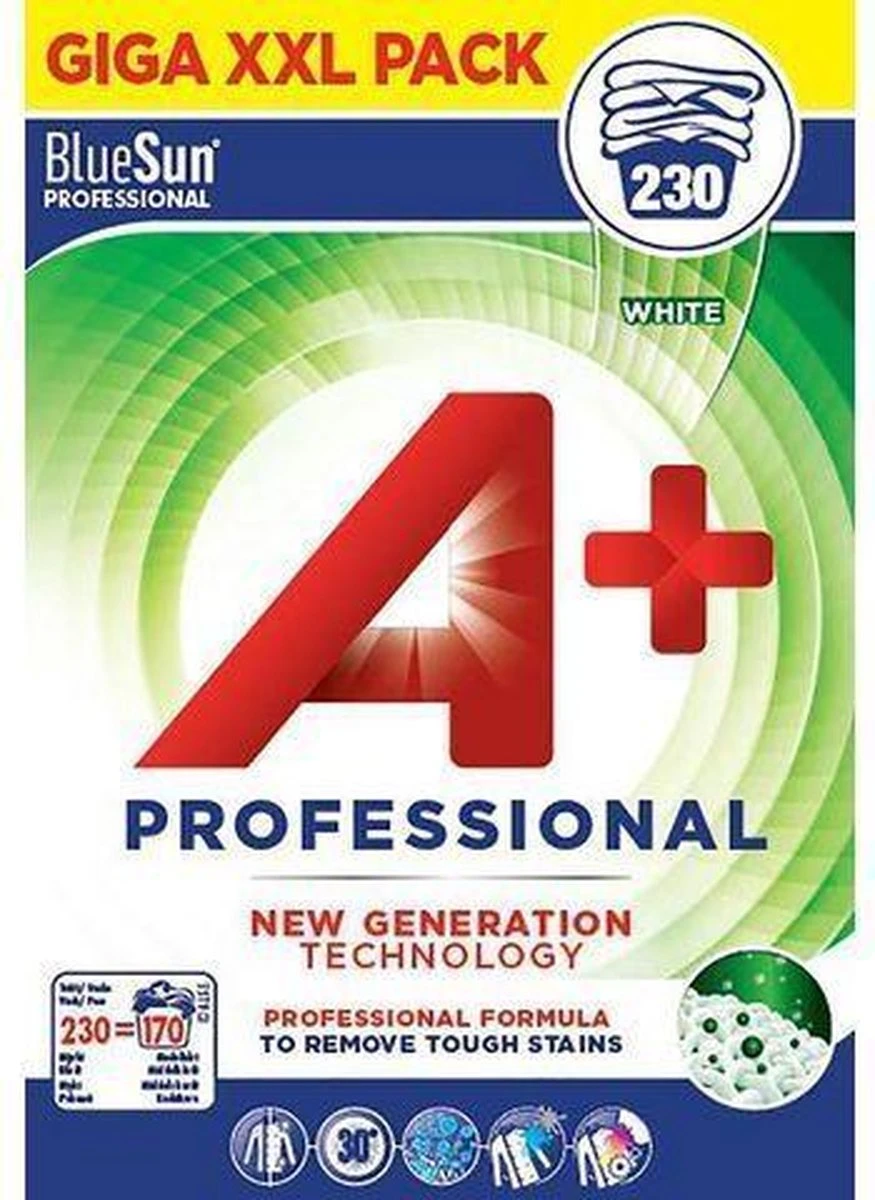 A+ Professional Wit Waspoeder 230 wasbeurten - 7 kg A+ Professional Wit Waspoeder 230 Wasbeurten - 7 Kg -bol winkel