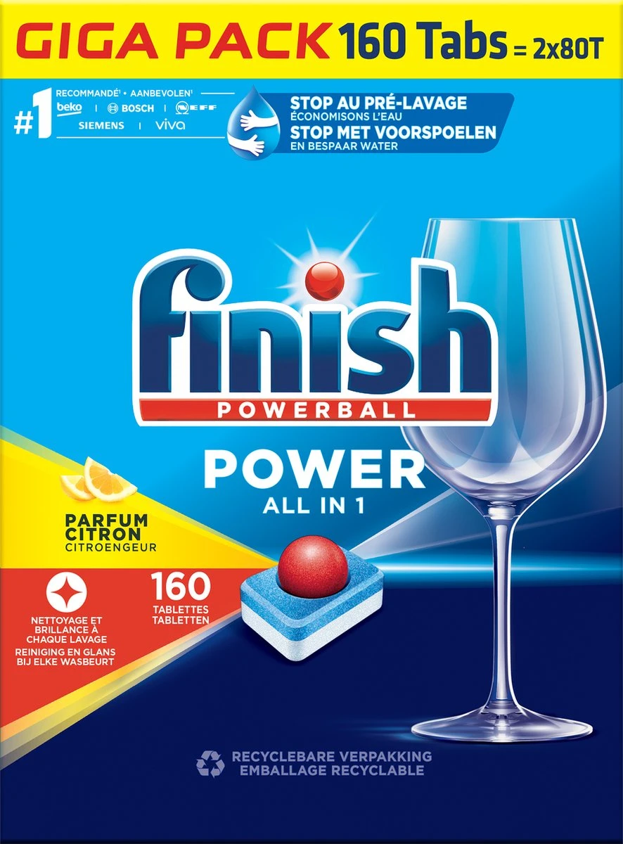 Finish Power All in One Citroen Vaatwastabletten - 160 Stuks Finish Power All In One Citroen Vaatwastabletten - 160 Stuks -bol winkel 886x1200 3