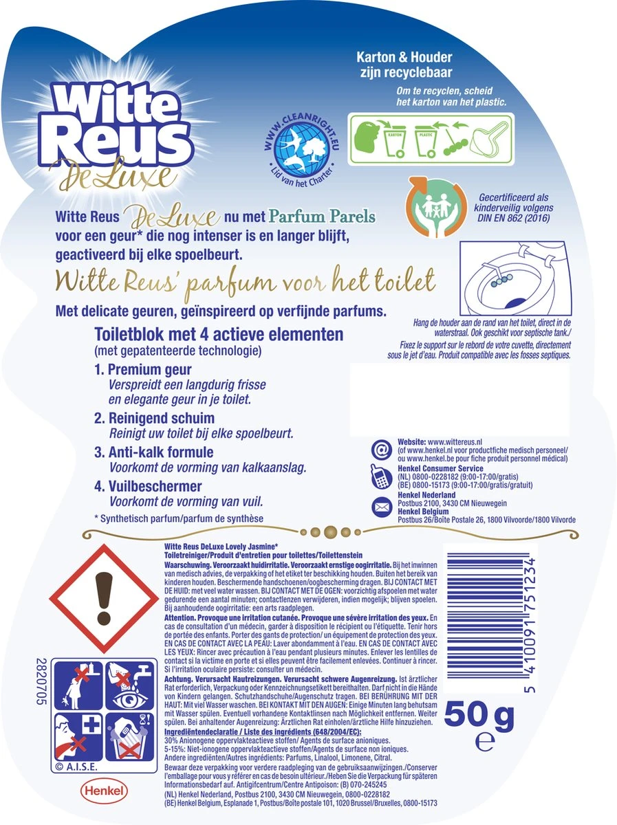 Witte Reus DeLuxe Toiletblok - Lovely Jasmine - WC Blokjes Voordeelverpakking - 10 Stuks Witte Reus DeLuxe Toiletblok - Lovely Jasmine - WC Blokjes Voordeelverpakking - 10 Stuks -bol winkel 897x1200 2