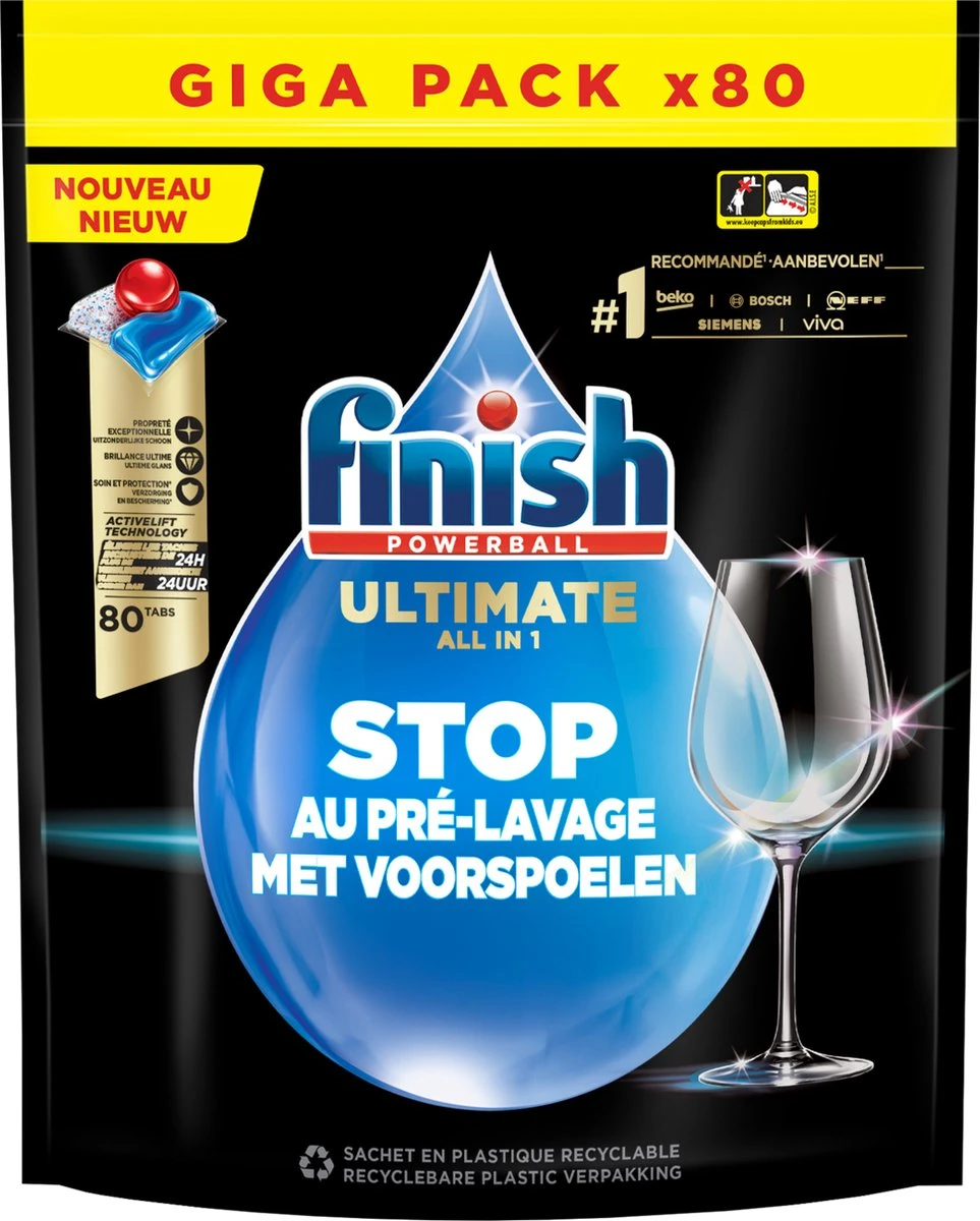 Finish Ultimate All in One Regular Vaatwastabletten - 80 Capsules Finish Ultimate All In One Regular Vaatwastabletten - 80 Capsules -bol winkel 963x1200 1