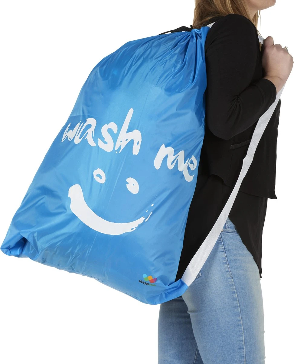 Wonair - Grote waszak - 60x90cm - Hemelsblauw - Met trekkoord en draagband Wonair - Grote Waszak - 60x90cm - Hemelsblauw - Met Trekkoord En Draagband -bol winkel